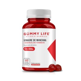 Gummy Life - Gomitas de Vinagre de Manzana con cido Flico y Vitamina B12, Sin Gluten y Veganas - Mejor forma de tomar el Vinagre de Manzana, dos al da