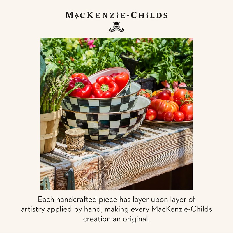MACKENZIE-CHILDS Enamel Everyday Bowl, Serving Bowl for Entertaining, Extra-Large, Black-and-White