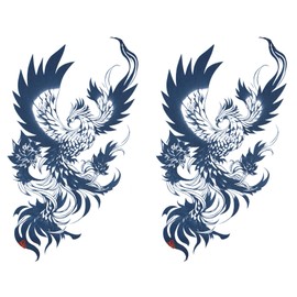 Jagua Tattoo Tattoo Stickers, 2 Weeks Disappearing Henna Tattoos Real Oriented Phoenix Phoenix Phoenix 2 Pack (gz1132-2)