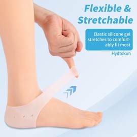 Protectores de talón de silicona para zapatos (2 pares) - Taloneras de gel para fascitis plantar, prevención de ampollas y talones agrietados - Almohadillas de grado médico para aliviar el do