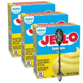 Instant Pudding & Pie Filling Mix 1 oz Box (Pack of 3) with Candy Freezer Gem Spoon (Zero Sugar Lemon Pudding) - Gem Spoon