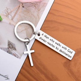 Christian Gifts for Men Bible Verse Keychain for Husband Boyfriend Brother Religious Inspirational Gifts for Grandson Son Christian Christmas Birthday Gifts for Mens Friend Gifts Cross Keychain