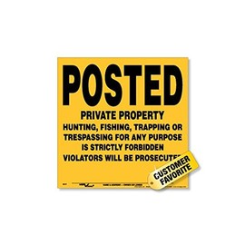 Voss Signs® Yellow Polyethylene Posted Private Property Signs (100 Pack)