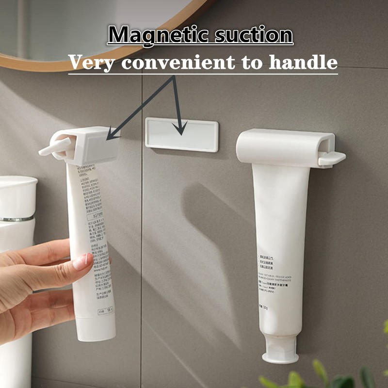 MEIJMJIA - Wall Mounted Roller Tube Toothpaste Squeezer Magnetic Suction