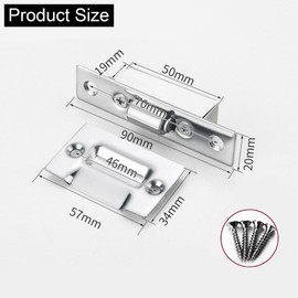 Pack of 2 Stainless Steel Ball Catches, Concealed Door Catch Front Door, Adjustable Spring Roll Catch, 20 mm with Screws for Doors of Kitchens, Bedrooms, Bathrooms