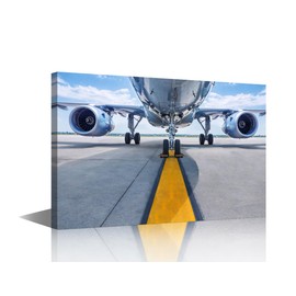 TUMOVO 1 Piece Airplane Turbine Canvas Wall Art for Living Room Aircraft Large Wall Art Aviation Modern Artwork Contemporary Decor Twin Engine Print On Canvas Ready to Hang for Bedroom Office 36x24in