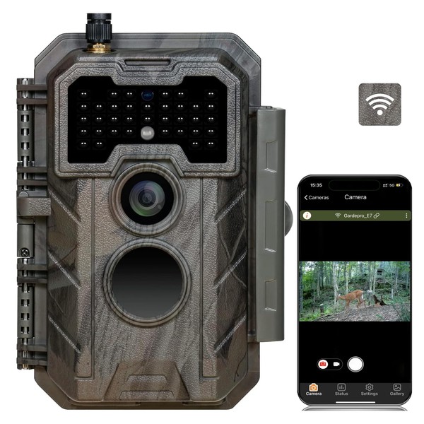 GardePro E7 WiFi Wildlife Camera, 64MP 1296P, Phone App, 100ft