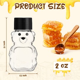 48 Pcs 2 oz Plastic Honey Bear Bottle Bear Shape Clear Honey Containers Bulk Empty Honey Bear Cup Reusable Mini Honey Bear Jars with Lids Cap Bear Juice Bottle for Holidays Baby Shower Gifts (Black)