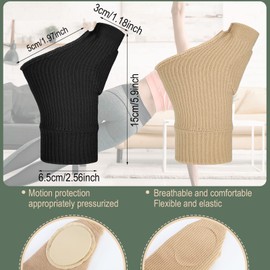 Tondiamo 2 Pairs Thumb Compression Sleeve Wrist Brace with Thumb Support Thumb Brace for Arthritis Pain and Support Lightweight Fingerless Gloves for Arthritis Women Men, 5.9 x 2.6 Inch