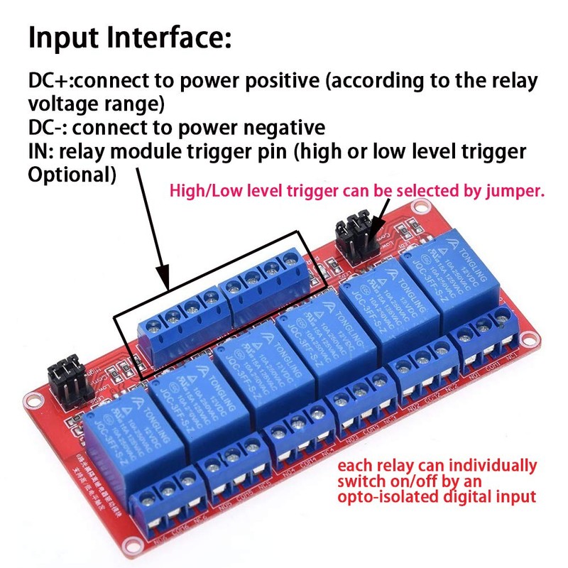 ANMBEST 12V Relay 6 Channel Relay Module with Optocoupler High/Low