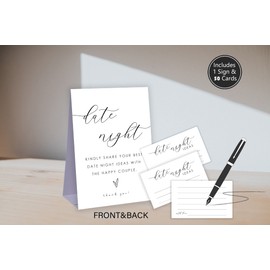 Date Night Idea Cards,Bachelorette Party Night,Advice Cards for Bridal Shower,Minimalist Bridal Shower Game,Wedding Shower Games,1 Sign & 50 Cards Set-A47
