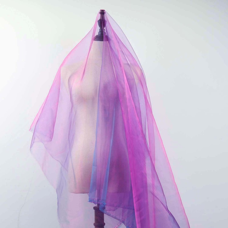 Lightweight 2 Tone Voile Fabric Sheer Organza Iridescent Fuchsia with