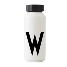Design Letters Personal Thermo/Insulated Bottle (White) - W - BPA-Free Double Walled Vacuum, Stainless Steel, Nordic Design, Keeps Cold for up to 24 Hrs/Hot up to 12 Hrs, 500 ml, Leak-Proof, 280 g.