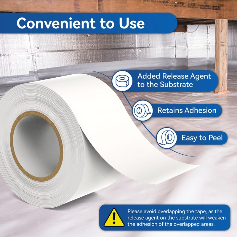 PURTERIA Vapor Barrier Tape with Release Liner, 9 Mil Easy-to-Use