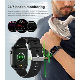 LOLO Smartwatch Hombre y Mujer Reloj Inteligente Negro Impermeable                                                                                    