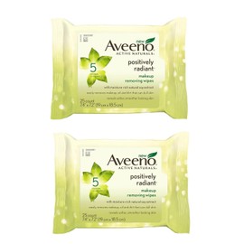 AVEENO Active Naturals Positively Radiant Makeup Removing Wipes, 25 ea (Pack of 2)