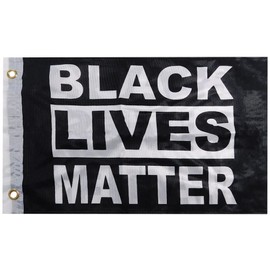 Black Lives Matter BLM Black & White Premium Quality Heavy Duty Fade Resistant 12x18 12"x18" Double Sided 100D Rough Tex Knit Nylon Boat Flag Banner Grommets