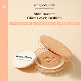 Skin Barrier Glow Cover Cushion, All-day Coverage, Glow Finish, Lightweight, Skincare-Like Texture, Non-cakey Makeup, Korean Cushion Foundation (#21C Pure, 0.15 oz)