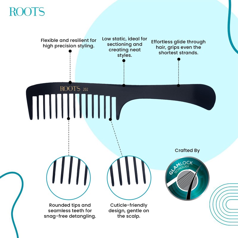 Roots - Professional Hair Comb - Wide Tooth Comb -