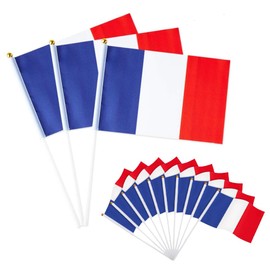 50 Packs French on Sticks Hand Waving Hand Held Small Mini Solid Flags Small Flags on Stick Party Garden Decorations Sporting Events Outdoor Decorations 14 * 21cm/5.5 * 8.2in
