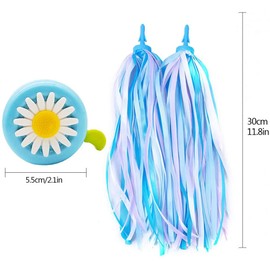 Kids Bike Bell and Streamers for Girls Bike Bell for Kids Children's Bike Streamers Tassels 1 Pack Flower Bicycle Bell with 2 Pack Bike Streamers for Children's Bicycle Accessories