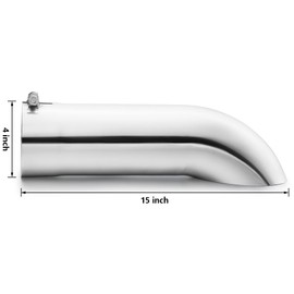 LCGP 4 Inch Inlet Turn Down Exhaust Tip, 4 Inch Inside Diameter Inlet, 15’’ Length Stainless Steel Turn Down Exhaust Pipe