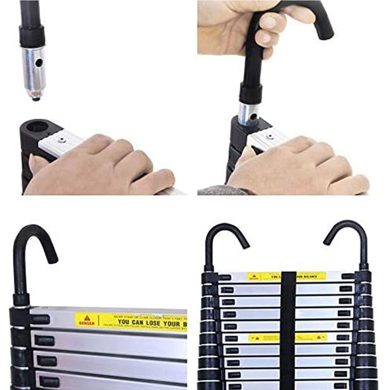 Telescoping Extension Ladder 6.2M/20.35ft Aluminium Extension Telescopic Ladder Multi-Purpose Foldable