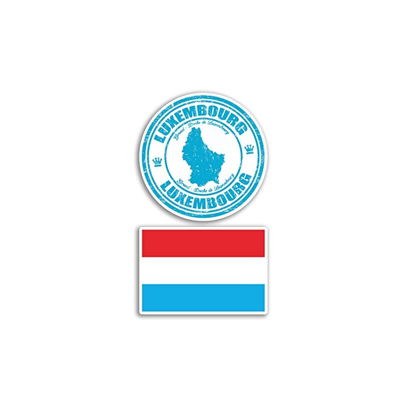 2 x 10cm Wide Luxembourg Vinyl Stickers - Flag Map