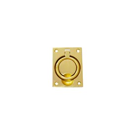 QCAA Solid Brass Large Heavy Rectangular Recessed Flush Ring Pull, 3-5/16"x 2-7/16", Polish Brass, Made in Taiwan, 1 Pack