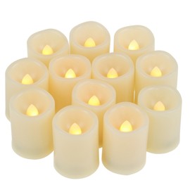 12 Flameless Votive Tealight Candles with 6-hour Daily Cycle Time Flickering Battery Operated Electric Electronic LED Tea Lights, Christmas Décor Xmas Lighting Wedding Party Decorations Batteries Incl