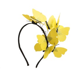 Butterfly Fascinator Headband for Women Girls, Butterfly Hairband Wedding Party Hair Accessories (Yellow, One Size)