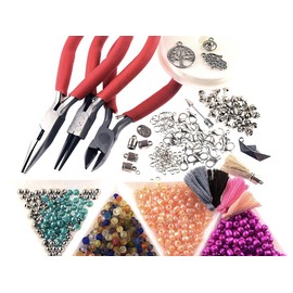 Vintageparts Beads Bracelet Set for DIY Jewellery, 1000 Pieces with Pliers