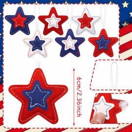 Geelin 18 Pcs Memorial Day Star Felt Ornaments Patriotic 4th of July Hanging Stars 3.14 Inch White Red Blue Independence Day Tree Decorations for Memorial Veteran Day Party Decor(Classic Style)