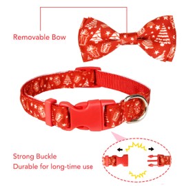 Christmas Dog Collar and Bow Tie Set - Adjustable Festive Red Pet Collar with Holiday Patterns, Perfect for Small to Medium Dogs, Christmas Party Pet Decoration Gift