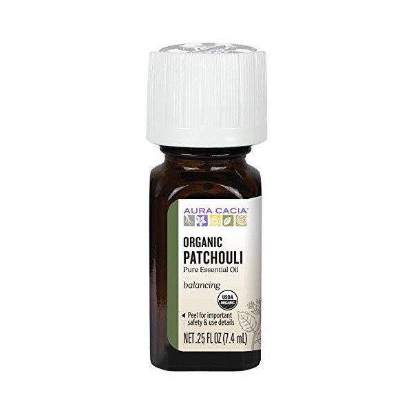 Aura Cacia Aromatherapy 100% Organic Essential Oil, Patchouli, 0.25 Oz