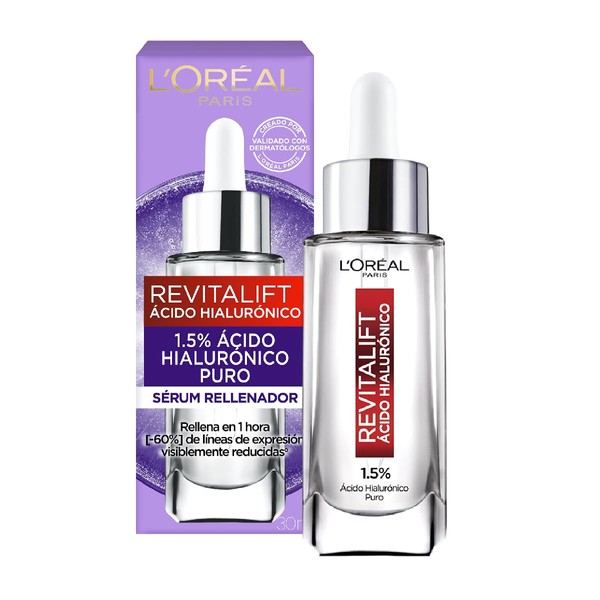 L'Oréal Paris Sérum Rostro Revitalift Ácido Hialurónico hidrata intensamente y rellena líneas de expresión, 30ml