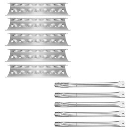 Uniflasy Grill Replacement Parts Kit for Master Forge 5 Burner 3218LT, 3218LTM, 3218LTN, L3218, 2518-3, 2518LN-LPG, E3518-LP, Kenmore 148.16156211, 148.1637110, 5 Pack Grill Burner and Heat Plate