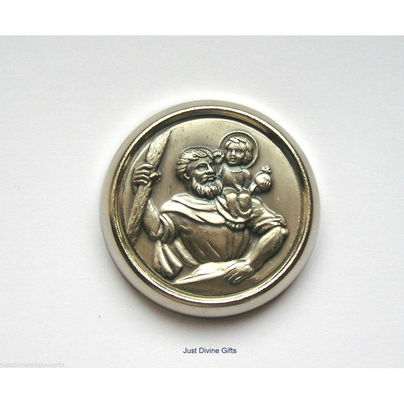 Saint Christopher Magnetic Car Dash Plaque ~ Medal