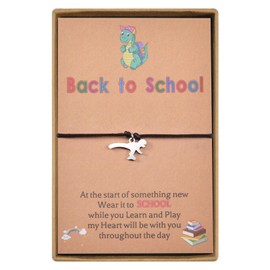 GBTBYS Back to School Gifts, First Day of School Kindergarten Preschool Grade Dinosaur Matching Wish Bracelet for Son/Daughter