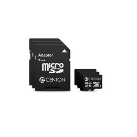 Centon Electronics Tarjeta Micro SD, UHS-I / A1 / V10 / U1 / Clase 10 Tarjeta de memoria flash para teléfonos, tabletas, cámaras y más, 64 GB, paquete de 3 unidades a granel