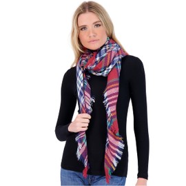 Plaid Blanket Scarf Winter Warm Fall Scarfs for Women, Lightweight Woven Soft Oversized Stylish Tartan Scarves Shawl Wraps for Women (White Gray Berry Plaid)