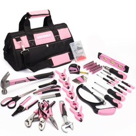 269-Piece Home Tool Set, General Household Repairing Tool Kit with Storage Bag, Basic Hand Tool Kit Set for Home Maintenance, DIY and Crafts(Pink)