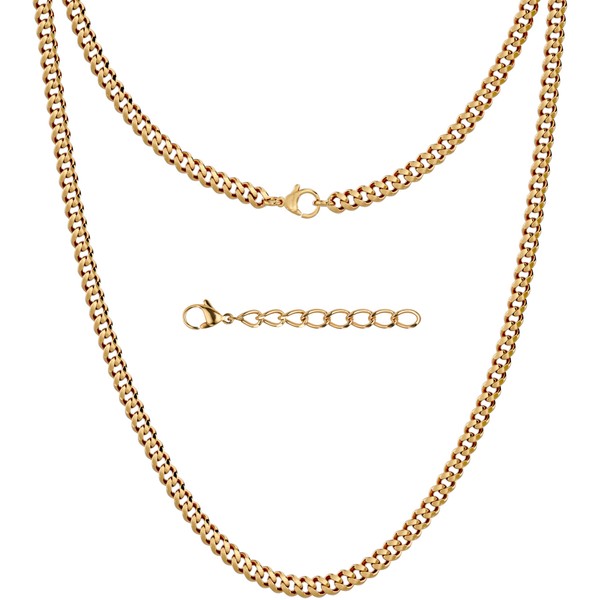 Silvadore 4mm Mens Gold Chain Necklace - Real 18k Plated