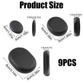 9-Piece Hot Stone Massage Set, Hot Massage Stones Made of Basalt Set (3 Large/3 Medium/3 Small), Durable Massage Stones, Massage Stone, Hot Stone Stones for Massage Therapy, Relaxation, Home Spa