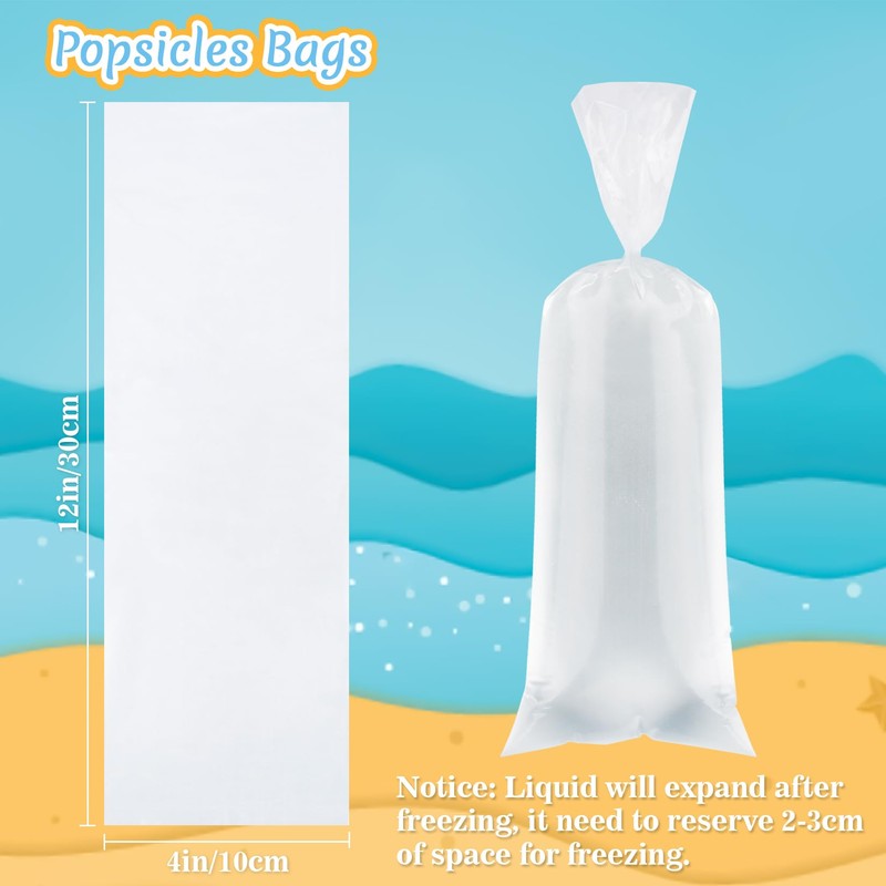 MAQIHAN 190 Ice Candy Plastic Bags - 4x12 Bolsas para