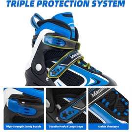 MammyGol Adjustable Boys Inline Skates for Kids with Light up Wheels,Flashing Beginner Roller Skates Blades Toddler and Girls Size 1-4