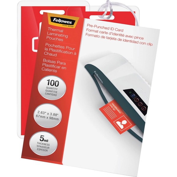 Fellowes Mfg. Co. Products - Laminating Pouches, Punched, 2-9/16amp;quot;x3-3/4, 5