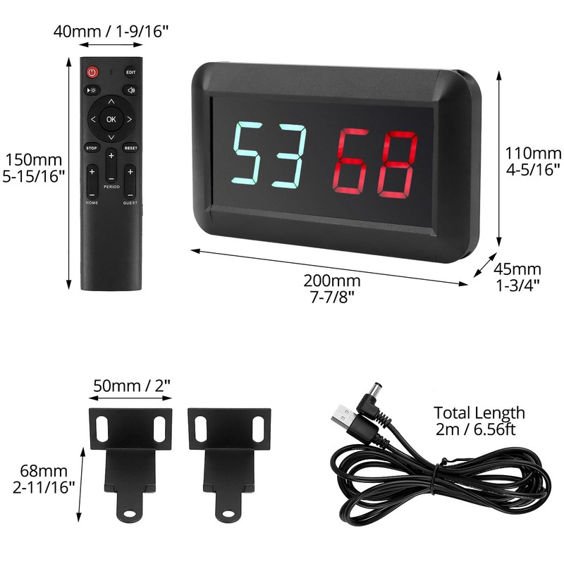 QWORK® Portable LED Sports Scoreboard 0-99 with Adjustable Brightness, Remote
