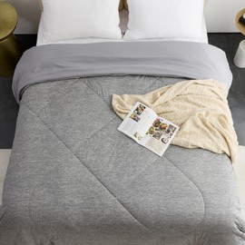 INGEROOM Cooling Comforter for hot Sleepers Absorbs Body Heat to Keep Cool, Cold Tech Fabric,Summer Comforter Machine Washable Cooling Blanket for Hot Sleepers - Queen Size（Grey 90'' x 90''）