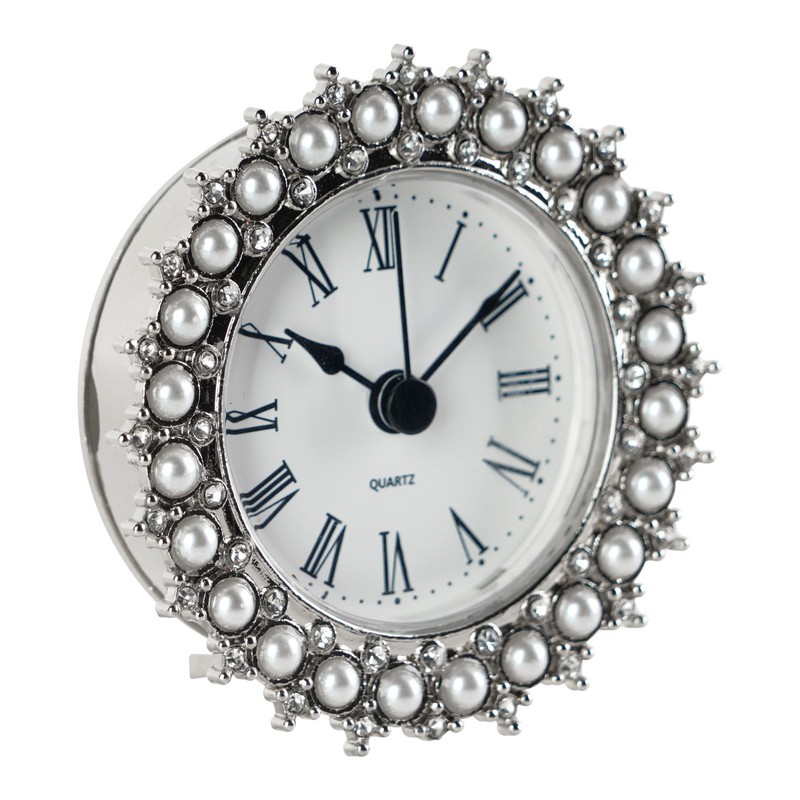 NIKKY HOME Small Table Clock with Faux Pearls Battery Operated